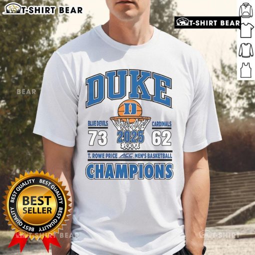 Top Duke 2025 Championship T-Shirt featuring the iconic Duke logo and bold championship lettering, perfect for fans.