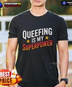 Alt Text: Funny 'Queef Queen' T-shirt featuring humorous queefing graphic, perfect for laughs and embarrassing moments.