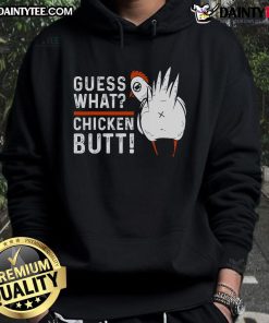 Funny 'Guess What Chicken Butt' hoodie design featuring playful text and vibrant colors, perfect for humor lovers.