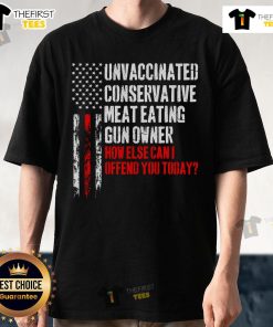 Vintage American Flag T-Shirt with the phrase 'How Else Can I Offend You Today' for a bold, humorous statement.