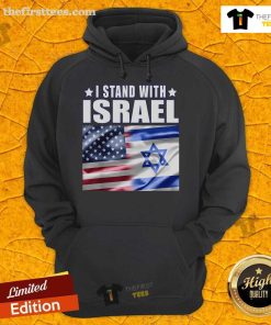 Alt Text: Top I Stand With Israel Support Israel Hoodie in black, featuring bold text design promoting solidarity with Israel.
