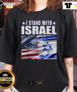 Top I Stand With Israel Support Israel Ladies Tee featuring bold text design in a stylish women's fit.