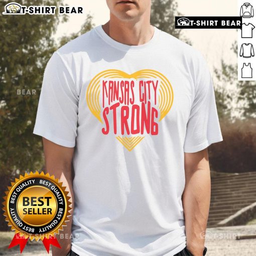Alt Text: Top Kansas City Strong Heart T-Shirt featuring a bold heart design, perfect for showing Kansas City pride.
