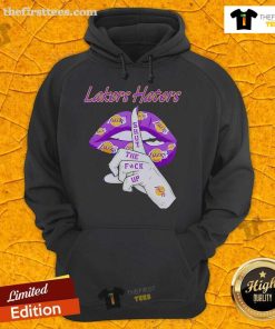 Top Lakers Haters Shut The Fuck Up Hoodie featuring bold text design for passionate basketball fans.