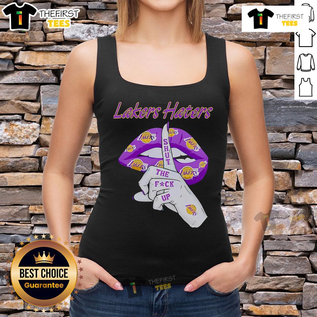 Top Lakers Haters Shut The Fuck Up Tank Top Bold 'Top Lakers Haters Shut The F*ck Up' tank top design, perfect for passionate basketball fans and Lakers supporters.