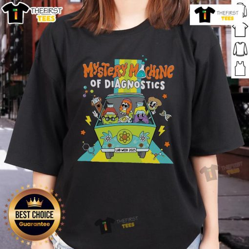 Top Mystery Machine Diagnostics Lab Tech Lab Week 2025 Ladies Tee featuring vibrant design and comfortable fit.