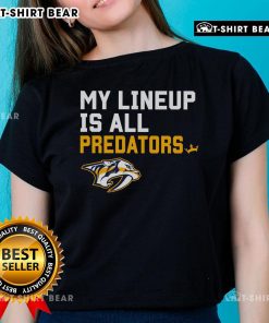 Top Nashville Predators My Lineup Ladies Tee featuring team colors and logo, perfect for female fans of hockey.