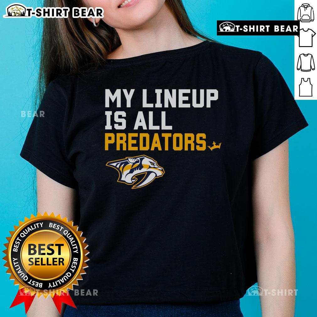 Top Nashville Predators My Lineup Ladies Tee Top Nashville Predators My Lineup Ladies Tee featuring team colors and logo, perfect for female fans of hockey.