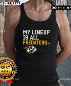 Alt Text: Stylish Top Nashville Predators My Lineup tank top featuring team colors and logo, perfect for game day attire.