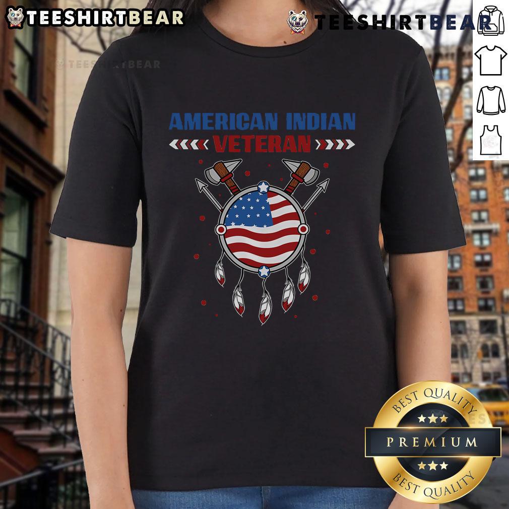 Top Native American Indian Veteran Usa Flag Patriotic Indigenous Ladies Tee Patriotic Indigenous ladies tee featuring Native American Indian veteran design with USA flag.
