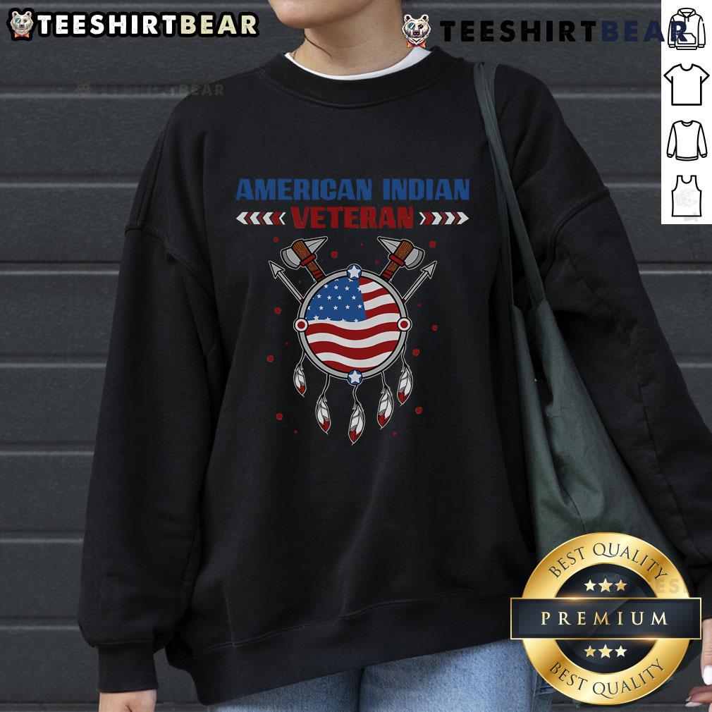 Top Native American Indian Veteran Usa Flag Patriotic Indigenous Sweatshirt Patriotic Native American Indian veteran sweatshirt featuring the USA flag, celebrating indigenous heritage and pride.