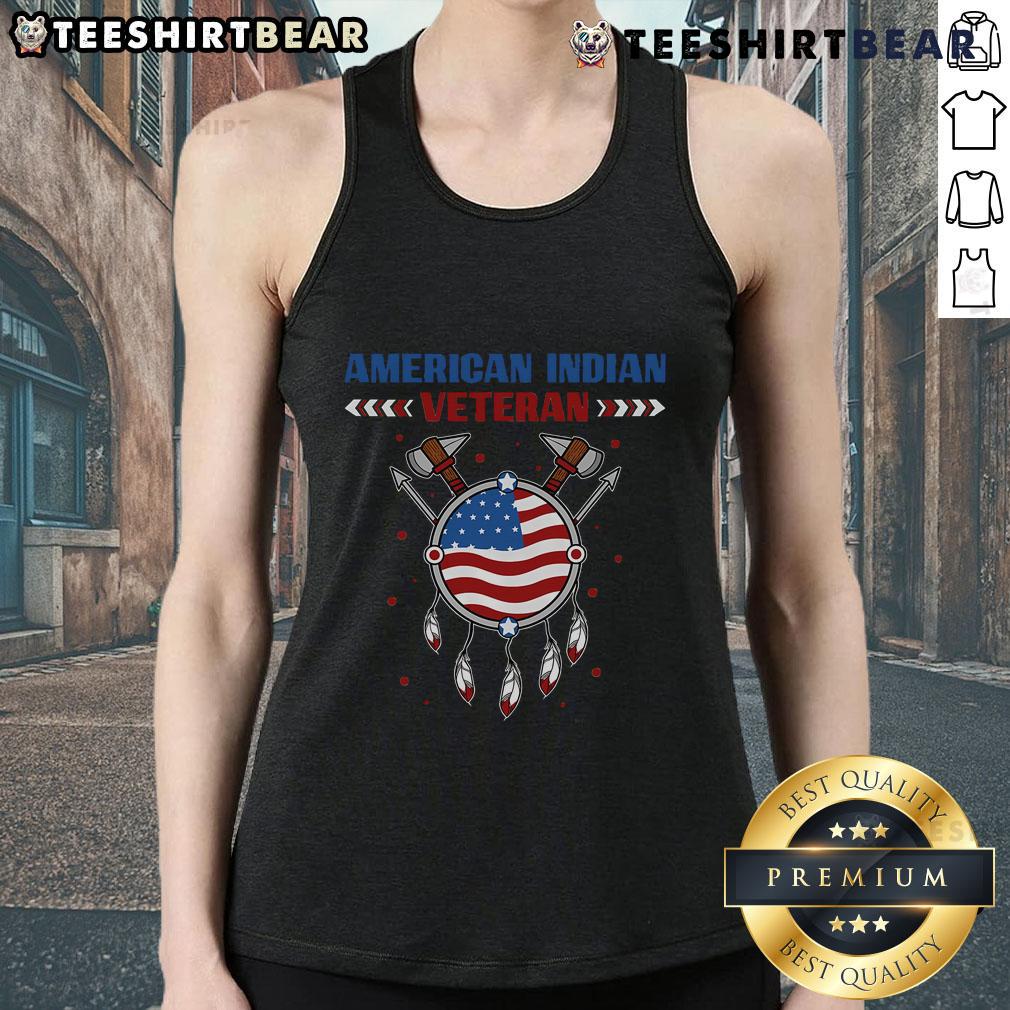 Top Native American Indian Veteran Usa Flag Patriotic Indigenous Tank Top Patriotic tank top featuring Native American Indian veteran design and USA flag, celebrating Indigenous pride and heritage.