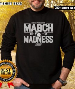 2025 NCAA Mens Basketball Michigan State Spartans March Madness sweatshirt featuring team colors and logo.