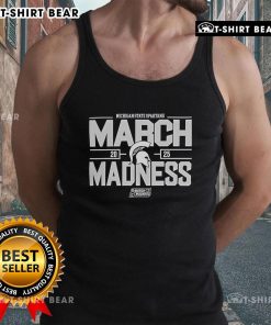 Top NCAA Men's Basketball 2025 Michigan State Spartans March Madness tank top featuring team colors and logo.