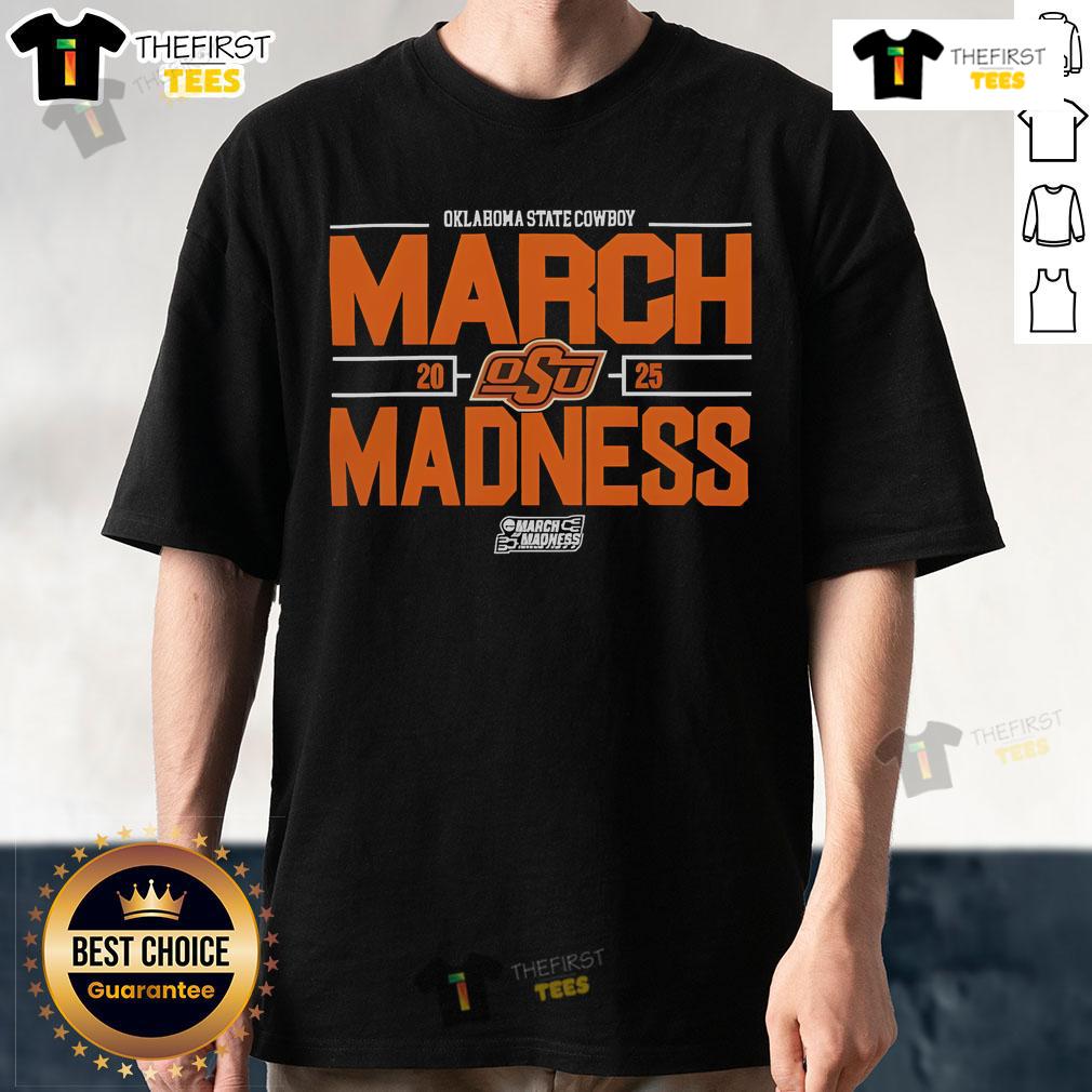 Top Ncaa Men'S Basketball 2025 Oklahoma State Cowboy March Madness T Shirt Alt Text: 2025 NCAA Men's Basketball Oklahoma State Cowboys March Madness T-Shirt featuring team colors and logo.