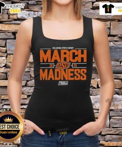 Oklahoma State Cowboy March Madness tank top for NCAA Men's Basketball 2025, featuring team colors and logo design.