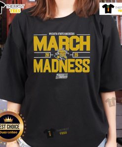 Wichita State Shockers March Madness 2025 ladies tee showcasing team spirit for NCAA men's basketball fans.