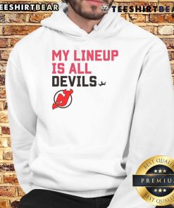 New Jersey Devils My Lineup Hoodie featuring team colors and logo, perfect for fans supporting their favorite NHL team.