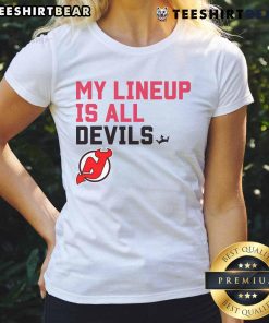 Top New Jersey Devils My Lineup Ladies Tee featuring team logo and stylish design for female fans.