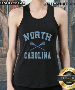 Top North Carolina State Lacrosse tank top displayed on a hanger, showcasing vibrant team colors and logo for fans.