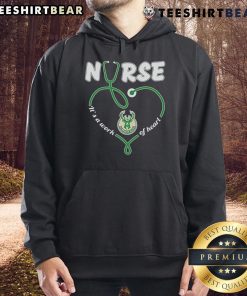 Alt Text: Top Nurse Milwaukee Bucks hoodie featuring 'It's a Work of Heart' design, perfect for proud nurses and basketball fans.
