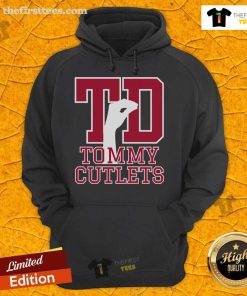 Top NY Italian hand gesture with Tommy Cutlets football hoodie, showcasing vibrant design and cultural flair.