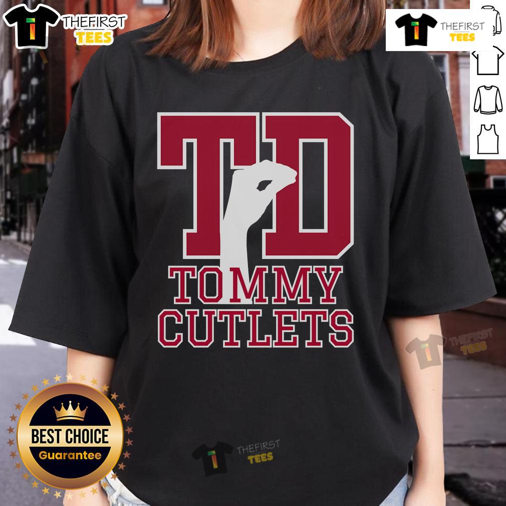 Top Ny Italian Hand Gesture Tommy Cutlets Football Ladies Tee Top NY Italian hand gesture on Tommy Cutlets football ladies tee, showcasing New York pride and culture in stylish apparel.