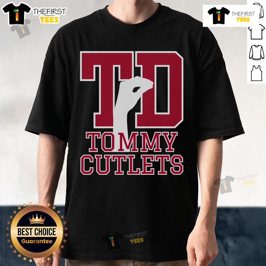 Top Ny Italian Hand Gesture Tommy Cutlets Football T Shirt Alt Text: Top NY Italian hand gesture on Tommy Cutlets football t-shirt, showcasing trendy sports apparel with cultural flair.