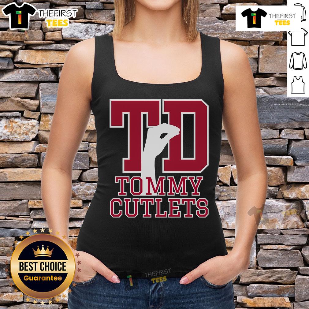 Top Ny Italian Hand Gesture Tommy Cutlets Football Tank Top Man wearing a Top NY Italian hand gesture Tommy Cutlets football tank top, showcasing a stylish design and vibrant colors.