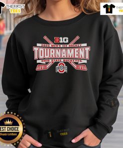 Alt Text: Ohio State Buckeyes 2025 Big Ten Men's Ice Hockey Tournament logo on a stylish sweatshirt, perfect for fans.