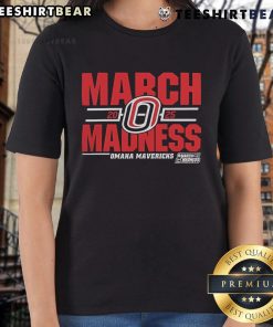 Top Omaha Mavericks 2025 March Madness D1 Men's Basketball ladies tee featuring vibrant team colors and logo.
