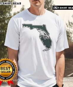 Top Philadelphia Eagles Florida Map NFL T-Shirt featuring vibrant team colors and unique state outline design.