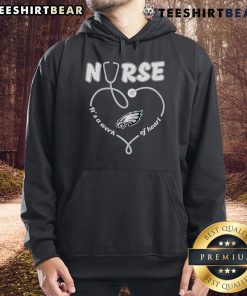 Top Philadelphia Eagles Nurse hoodie, featuring 'It's a Work of Heart' design, perfect for fans and healthcare heroes.