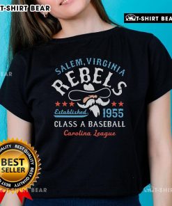 Vintage Top Salem Rebels Virginia ladies tee featuring classic defunct baseball team design for nostalgic fans.