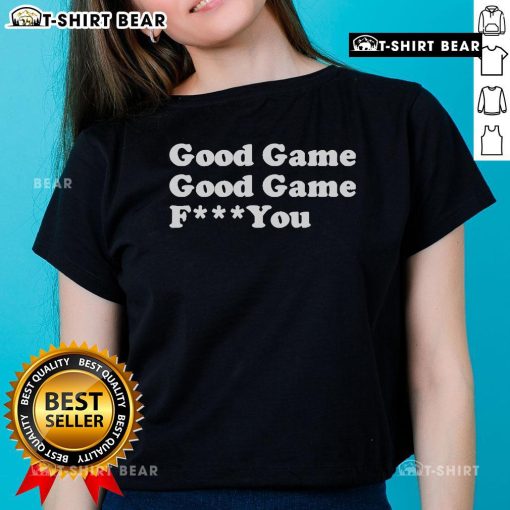 Top Sarah Spain Good Game F You Ladies Tee featuring a stylish design for sports fans, perfect for casual wear.