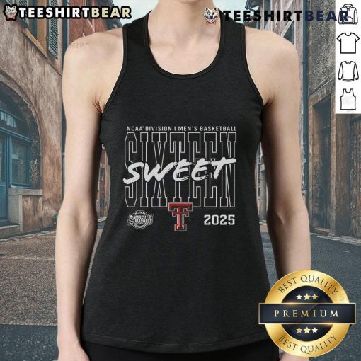Top Texas Tech Red Raiders 2025 NCAA Men's Basketball Tournament Sweet 16 tank top showcasing team spirit and March Madness.