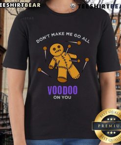 Funny Mardi Gras Voodoo Doll tee for ladies, perfect for Halloween in New Orleans. Sarcastic and stylish for festive fun.