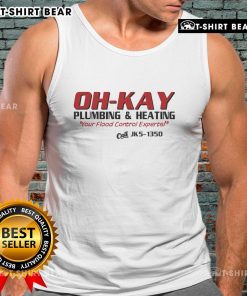 Alt Text: Top Wayward S Oh Kay Plumbing Heating tank top featuring branding and a stylish design for plumbing enthusiasts.