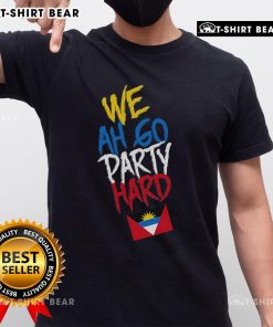 Top We Ah Go Party Hard Antigua And Barbuda T-Shirt featuring vibrant colors and festive design for island celebrations.