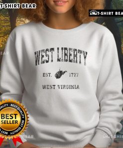 Vintage athletic sweatshirt featuring 'Top West Liberty West Virginia Est 1777' design, perfect for sports enthusiasts.