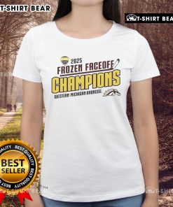 Alt Text: Top Western Michigan Broncos Fanaticity 2025 Frozen Faceoff Champion Ladies Tee in vibrant colors and stylish design.