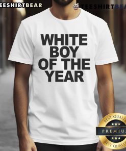 Top White Boy Of The Year T-Shirt featuring bold text design on a stylish casual tee for trendy young men.