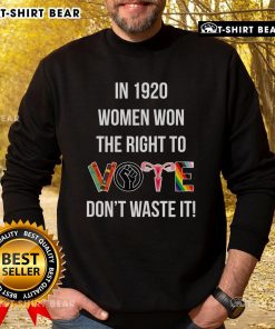 Top women won the right to vote in 1920 graphic on a stylish sweatshirt, celebrating women's suffrage and empowerment.