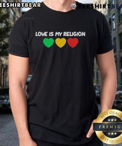 Top Ziggy Marley Love Is My Religion Heart T-Shirt in vibrant colors, featuring iconic heart design for reggae music fans.