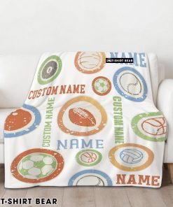 Types Of Sports Balls Blanket Fleece Customized Blanket