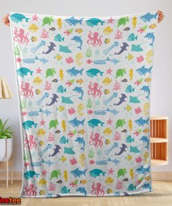 Under The Sea Pattern Blanket Fleece Customized Blanket