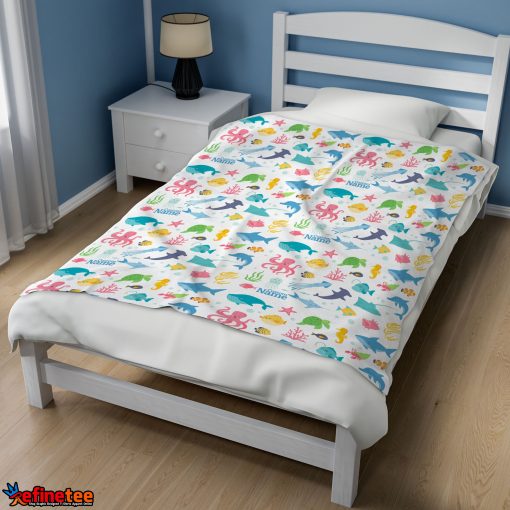 Under The Sea Pattern Blanket Fleece Customized Blanket