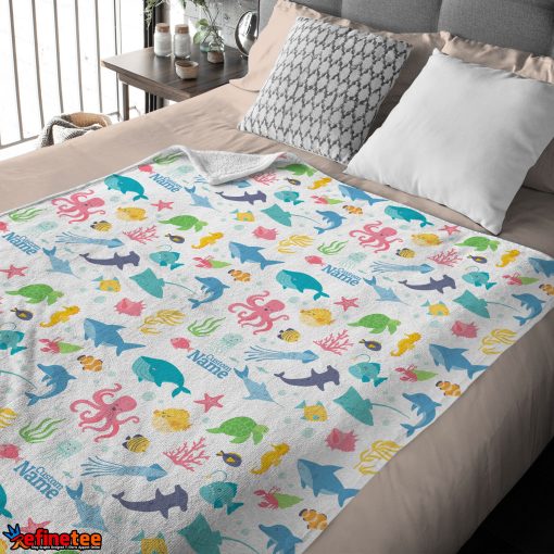 Under The Sea Pattern Blanket Fleece Customized Blanket