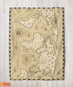 Vintage Pirate World Map Sepia Nautical Adventure Blanket Fleece Blanket