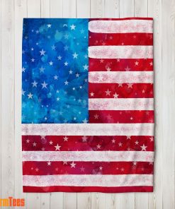 Watercolor American Flag Distressed USA Patriotic Blanket Fleece Blanket